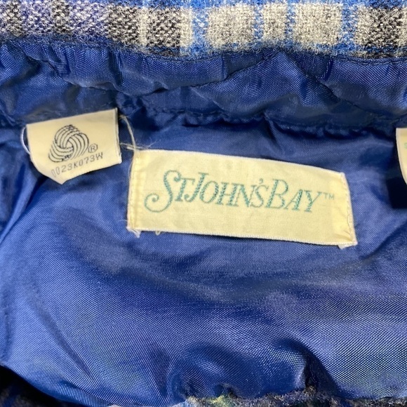 Vintage St. John's Bay Blue Plaid Wool Button Up Shirt Size Large - Picture 3 of 6